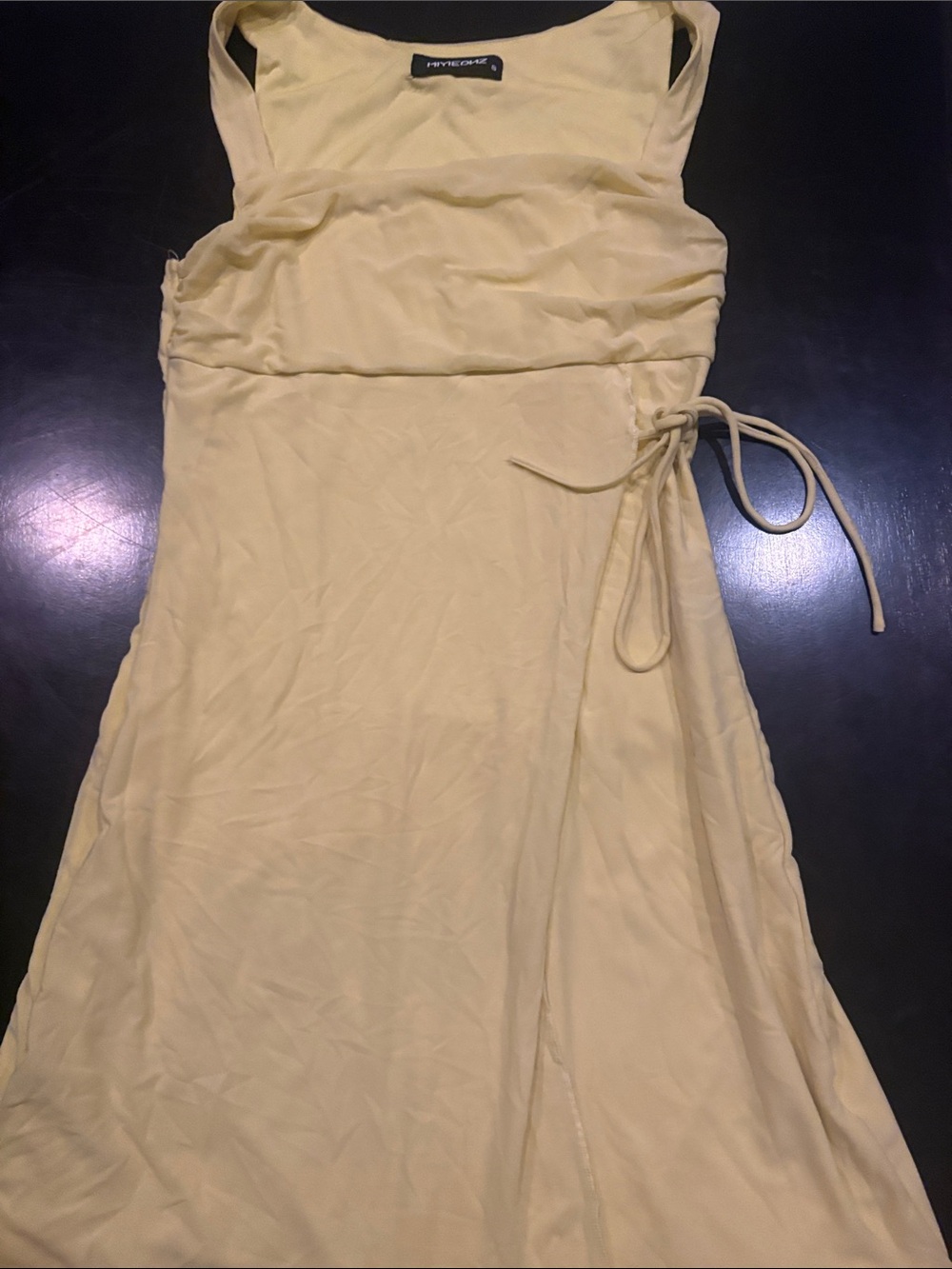 Light Yellow Wrap-Style Maxi Dress with Side